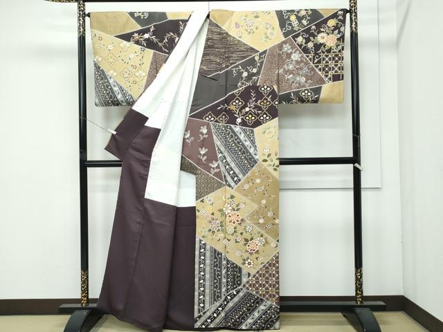 平和屋本店●極上 訪問着 駒刺繍 切嵌吉祥花文 金彩 逸品 CZAA5797s6
