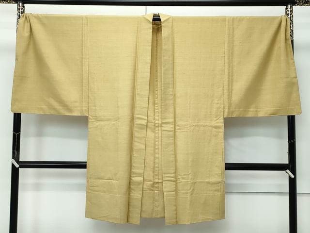 平和屋着物●極上 男性 長羽織 単衣 キングサイズ 結城紬 色無地 桑染色 逸品 CZAA5015s6