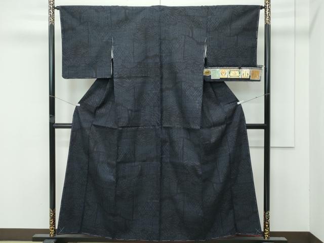 平和屋着物●極上 本場結城紬 重要無形文化財 奥順 80亀甲 籬風景文 証紙付き 逸品 未使用 CZAA5017s6