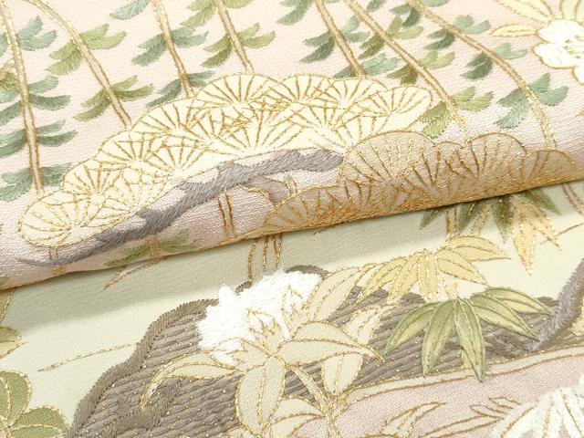 平和屋本店●極上 訪問着 総刺繍 中国三大刺繍 相良刺繍 花松文 金糸 香色地 逸品 CZAA5019s6