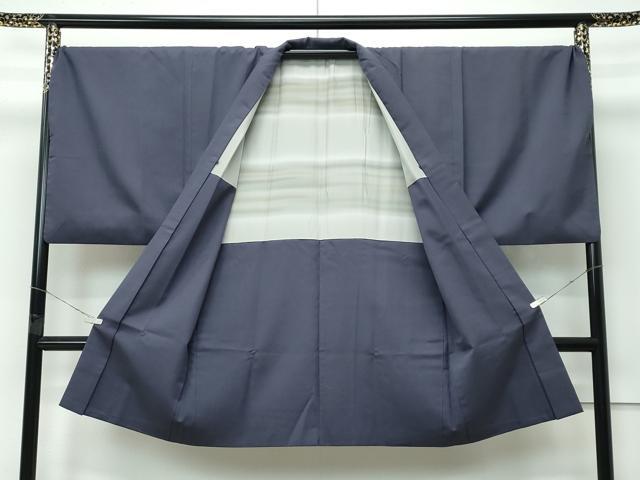平和屋着物∞極上 男性 長羽織 キングサイズ 紬地 色無地 消鼠色 逸品 CZAA5071s6