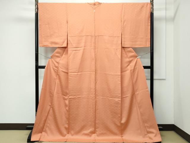 平和屋着物●極上 色無地 駱駝色 七宝花地紋 伊勢丹扱い 逸品 CZAA5037s6