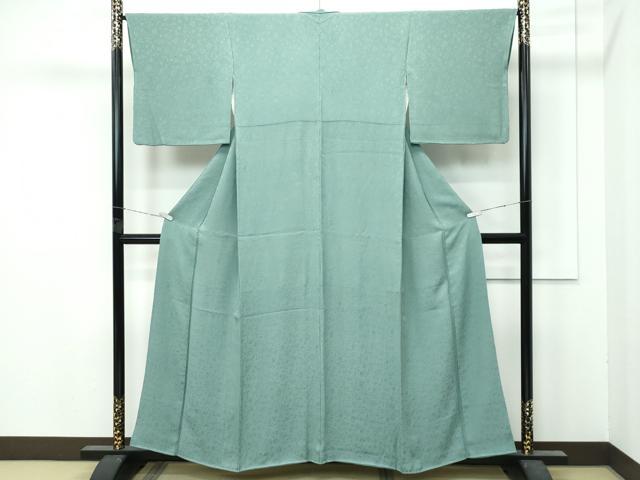 平和屋着物●極上 色無地 青鈍色 花唐草地紋 逸品 CZAA5047s6