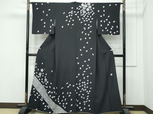 平和屋着物●極上 訪問着 作家物 舞花文 蝋色地 反端付き 逸品 CZAA5056s6