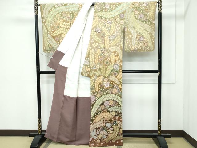 平和屋本店●極上 樋熊哲也 訪問着 辻が花 絞り 手描き 暈し染め 金通し地 鬼しぼ縮緬 逸品 未使用 CZAA5058s6