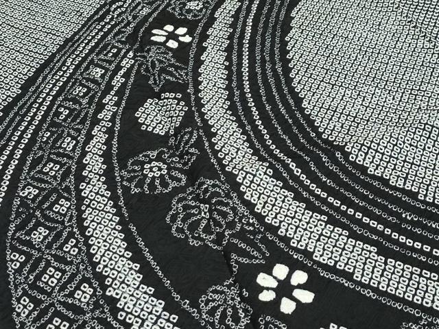 平和屋着物●極上 訪問着 総絞り 流水七宝花文 黒地 逸品 未使用 CZAA5732s6