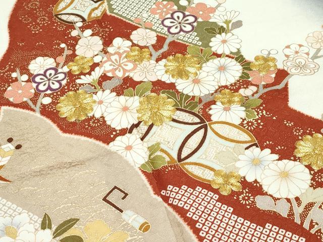 平和屋着物●極上 訪問着 駒刺繍 道長七宝枝花文 暈し染め 金彩 逸品 CZAA5062s6