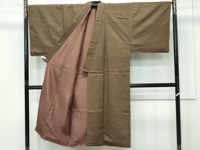 平和屋着物●極上 男性 紬 アンサンブル 色無地 涅色 逸品 未使用 CZAA5067s6