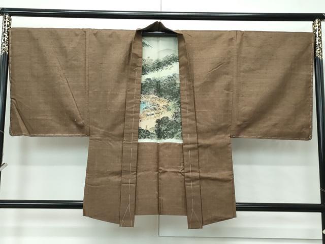 平和屋着物●極上 男性 紬 アンサンブル 色無地 涅色 逸品 未使用 CZAA5067s6