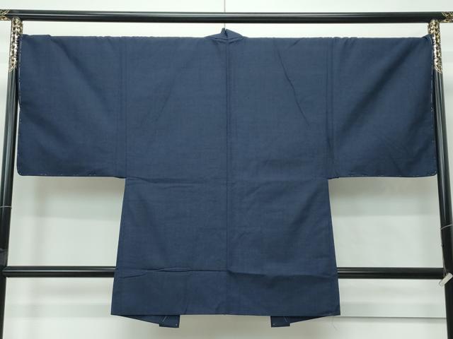 平和屋着物●極上 男性 紬 アンサンブル 色無地 藍鉄色 逸品 未使用 CZAA5068s6