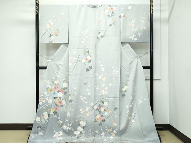平和屋着物●極上 訪問着 友禅 枝梅菊文 たたき染め 逸品 CZAA5084s6