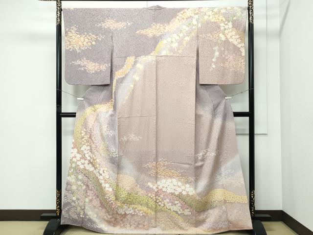 平和屋着物●極上 訪問着 草花霞文 暈し染め 金通し地 逸品 CZAA5085s6