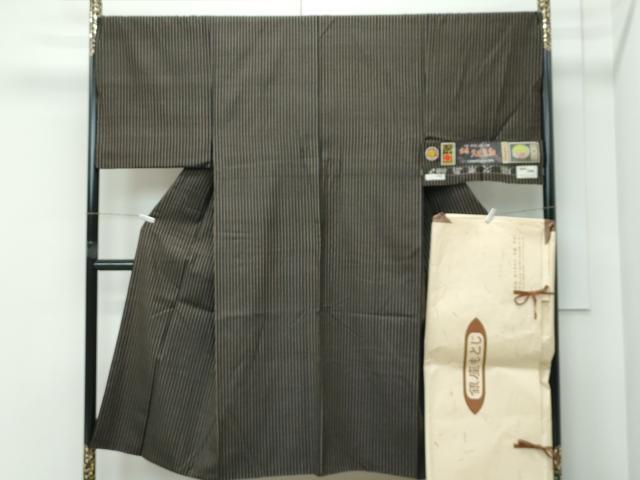 平和屋本店●極上 男性 銀座もとじ 国指定重要無形文化財 本場久米島紬 玉城里美作 手織 証紙・たとう紙付き 逸品 CZAA5091s6