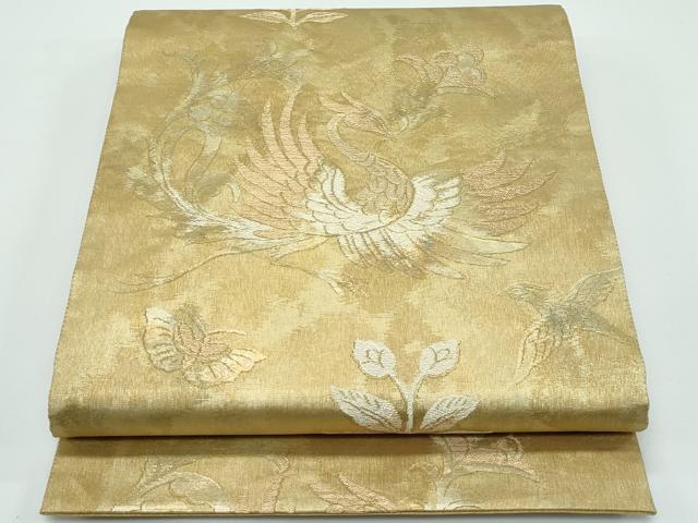 平和屋着物●極上 洛風林 工芸帯地 全通柄袋帯 花喰い鳥 金銀糸 逸品 CZAA5115s6