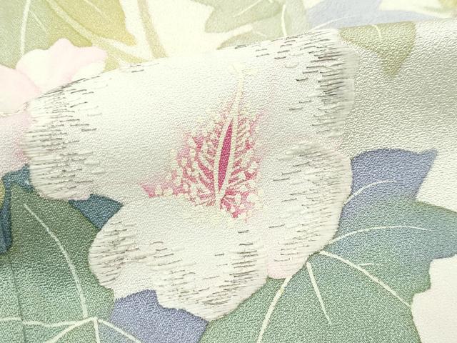 平和屋着物●極上 二代目清次郎 手描き 訪問着 刺繍 草花文 たたき染め 金彩 砥粉色地 逸品 未使用 CZAA5149s6