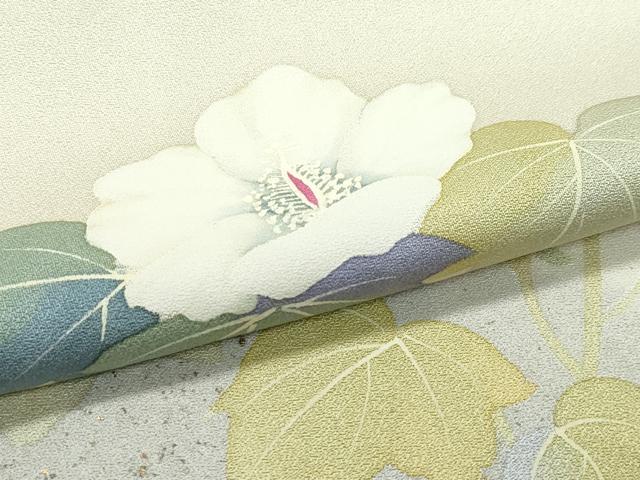平和屋着物●極上 二代目清次郎 手描き 訪問着 刺繍 草花文 たたき染め 金彩 砥粉色地 逸品 未使用 CZAA5149s6