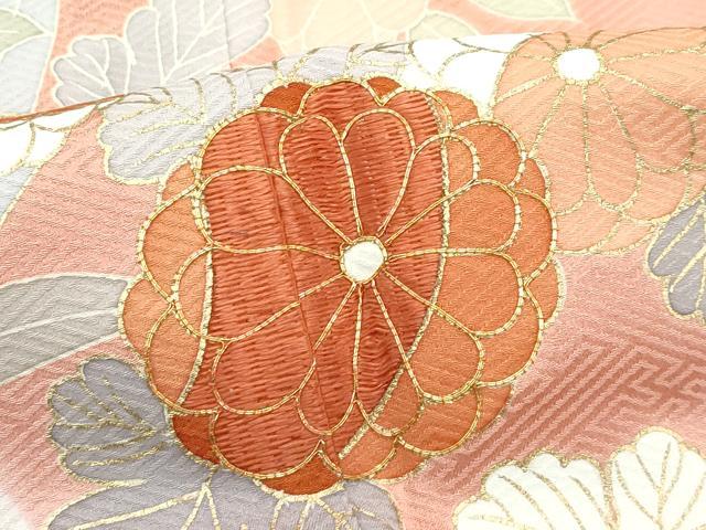 平和屋本店●極上 創業460年・千總 訪問着 駒刺繍 亀甲草花文 暈し染め 金彩 雄黄色地 逸品 CZAA5165s6