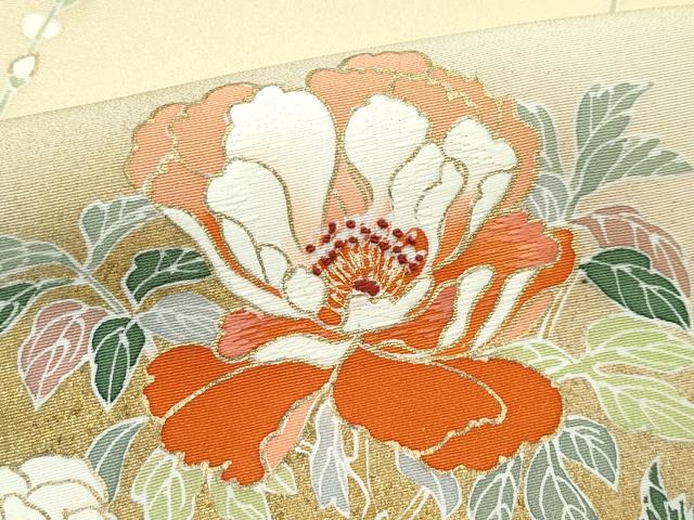 平和屋本店●極上 創業460年・千總 訪問着 刺繍 草花文 蛍暈し 金彩 ブロンド色地 逸品 CZAA5173s6