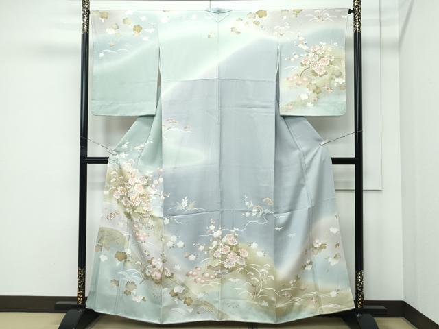 平和屋着物●極上 訪問着 駒刺繍 風景草花文 暈し染め 金彩 逸品 CZAA5176s6