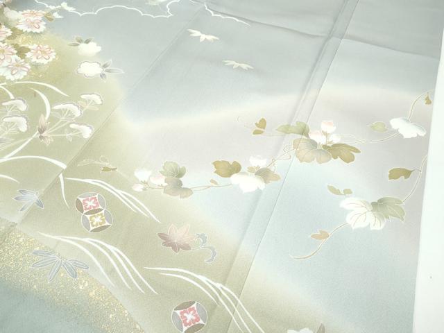 平和屋着物●極上 訪問着 駒刺繍 風景草花文 暈し染め 金彩 逸品 CZAA5176s6