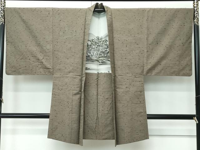 平和屋着物∞極上 男性 長羽織 髭紬地 灰汁色地 逸品 CZAA5181s6