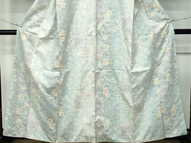 平和屋本店●極上 本場大島紬 白大島 9マルキ バラ 薔薇 逸品 未使用 CZAA5189s6