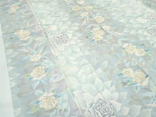 平和屋本店●極上 本場大島紬 白大島 9マルキ バラ 薔薇 逸品 未使用 CZAA5189s6