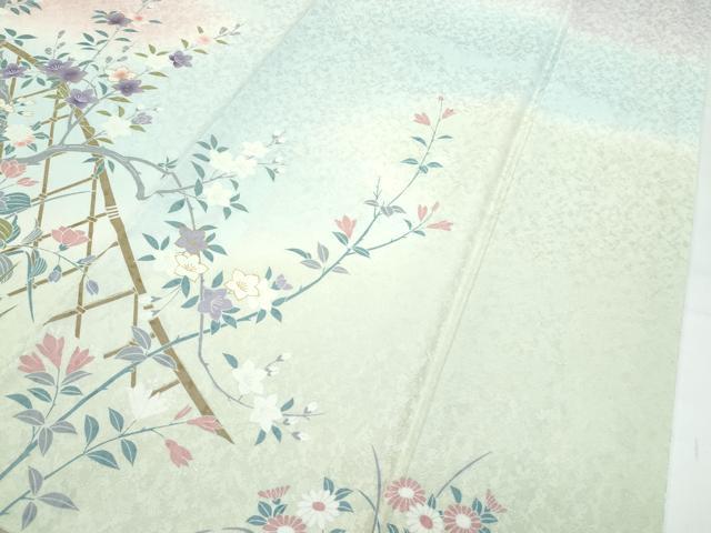 平和屋本店●極上 訪問着 籬草花文 暈し染め 金彩 逸品 未使用 CZAA5196s6