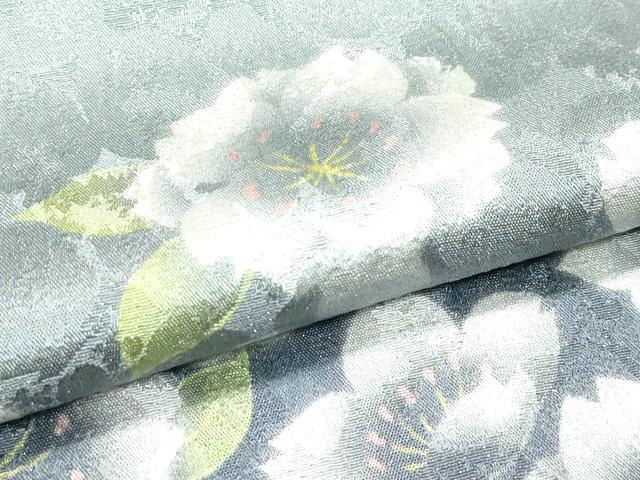 平和屋着物●極上 訪問着 草花文 暈し染め 金通し地 柳鼠色地 反端付き 逸品 未使用 CZAA5200s6
