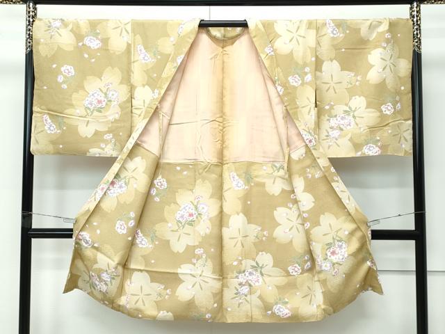 平和屋着物∞極上 長羽織 京友禅 草花文 桑染色地 反端付き 逸品 未使用 CZAA5209s6