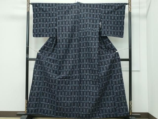平和屋着物▽極上 久留米絣 単衣 亀甲舞蝶文 綿 逸品 CZAA5220s6
