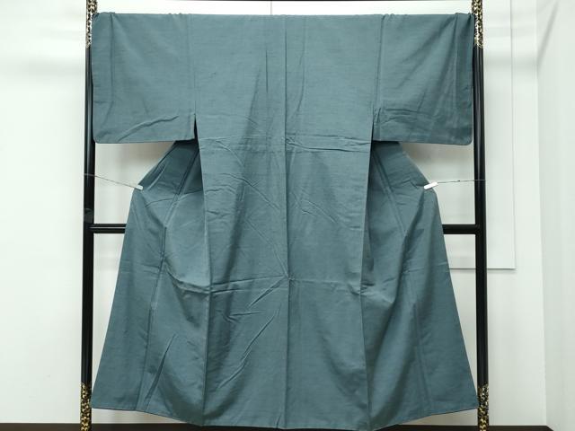 平和屋着物●極上 男性 紬 色無地 青鈍色 鈴乃屋扱い 逸品 CZAA5224s6