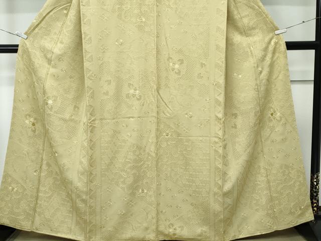 平和屋着物●極上 訪問着 色無地 木蘭色 総刺繍 中国三大刺繍 スワトウ相良刺繍 正倉院花唐草文 逸品 CZAA5225s6