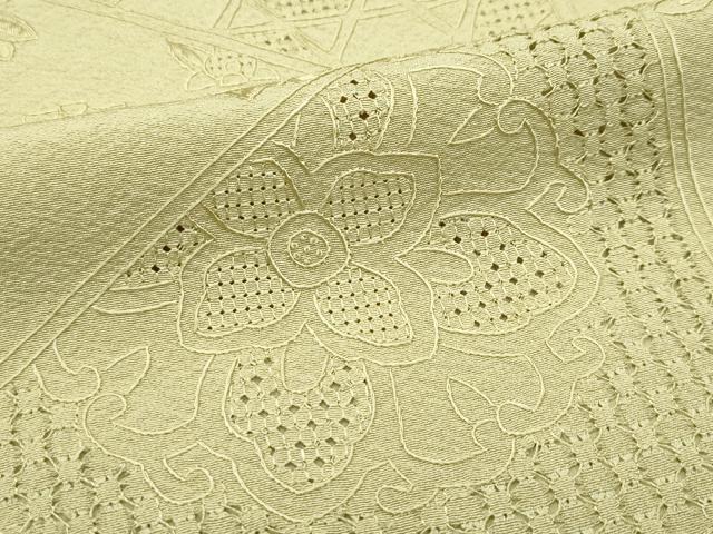 平和屋着物●極上 訪問着 色無地 木蘭色 総刺繍 中国三大刺繍 スワトウ相良刺繍 正倉院花唐草文 逸品 CZAA5225s6