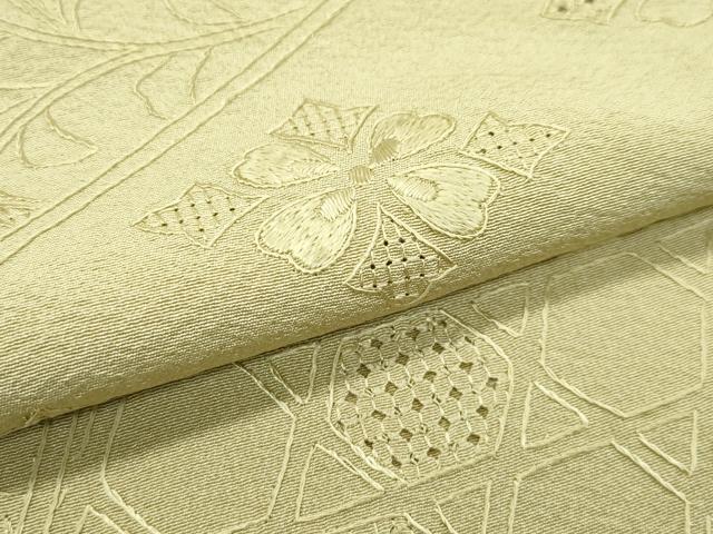 平和屋着物●極上 訪問着 色無地 木蘭色 総刺繍 中国三大刺繍 スワトウ相良刺繍 正倉院花唐草文 逸品 CZAA5225s6