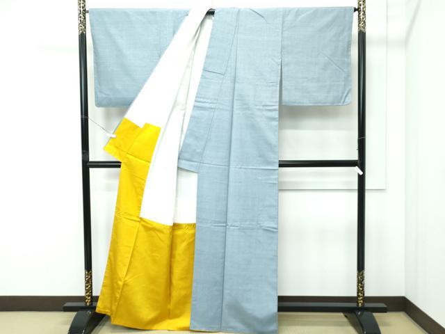 平和屋着物●極上 結城紬 奥順 はたおり娘 色無地 湊鼠色 証紙付き 逸品 未使用 CZAA5235s6