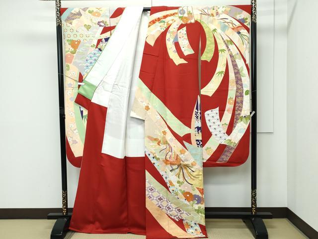 平和屋本店●極上 創業460年・千總 振袖 駒刺繍 束ね熨斗鳳凰花文 金彩 大丸扱い 逸品 CZAA5780s6