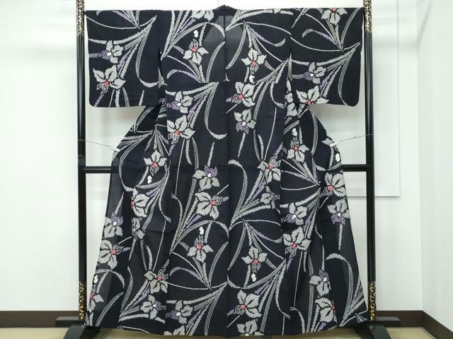 平和屋着物∴極上 夏物 浴衣 有松鳴海絞り 杜若 綿 逸品 CZAA5251s6