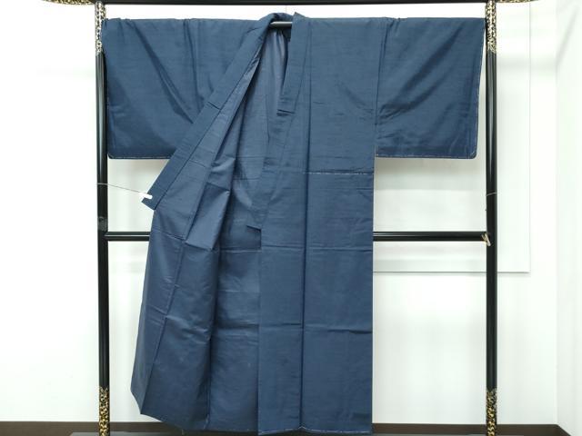 平和屋着物●極上 男性 紬 色無地 鉄御納戸色 逸品 未使用 CZAA5262s6