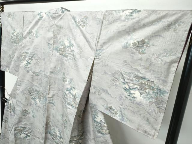 平和屋着物●極上 都喜ヱ門 本場大島紬 白大島 7マルキ 総絣 風景文 藤絹織物謹製 逸品 未使用 CZAA5269s6