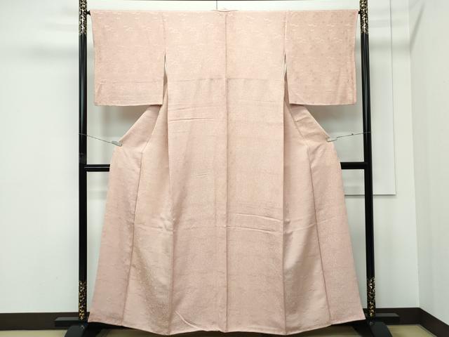 平和屋着物●極上 色無地 肉色 松竹梅花唐草地紋 逸品 CZAA5270s6