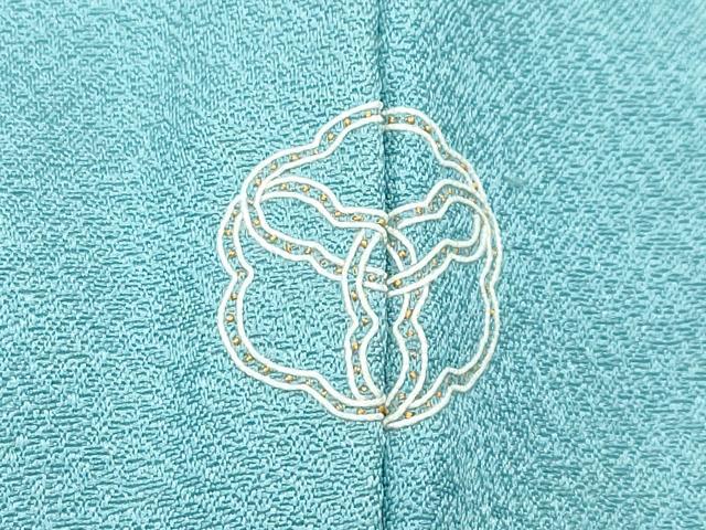 平和屋着物●極上 訪問着 刺繍 草花文 暈し染め 青磁色地 逸品 CZAA5276s6