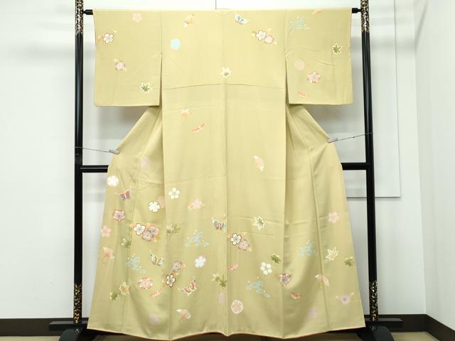 平和屋着物●極上 訪問着 立波花蝶文 金彩 木蘭色地 逸品 CZAA5295s6