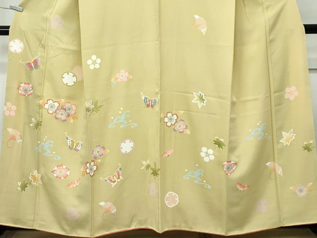 平和屋着物●極上 訪問着 立波花蝶文 金彩 木蘭色地 逸品 CZAA5295s6