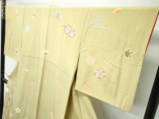 平和屋着物●極上 訪問着 立波花蝶文 金彩 木蘭色地 逸品 CZAA5295s6