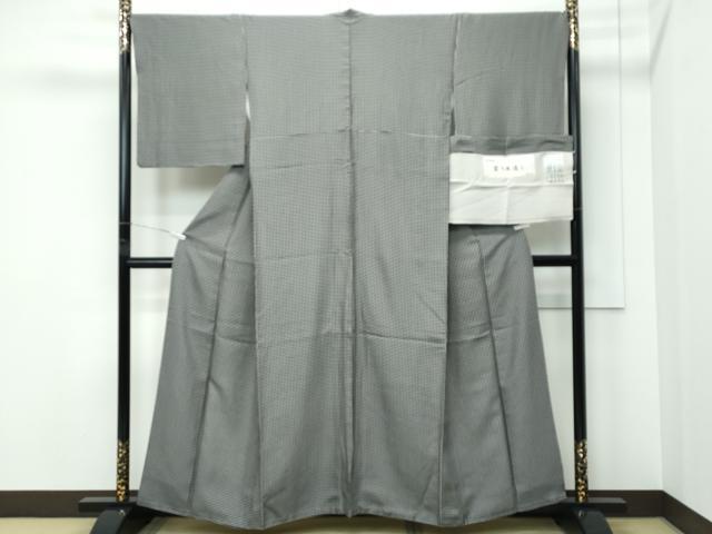 平和屋着物●極上 玉糸紬 江戸小紋 変り角通し 玉糸別織 坂東屋紬 黒地 反端付き 逸品 CZAA5303s6