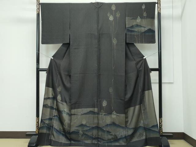 平和屋着物▽極上 訪問着 無双 紗袷 手描き 遠山樹林文 金彩 逸品 CZAA5304s6