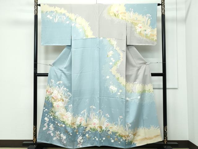 平和屋着物●極上 訪問着 草花文 たたき染め 金彩 逸品 未使用 CZAA5306s6