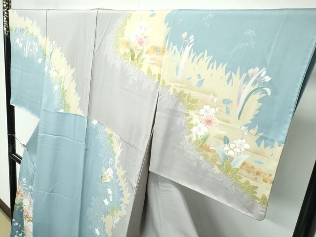 平和屋着物●極上 訪問着 草花文 たたき染め 金彩 逸品 未使用 CZAA5306s6