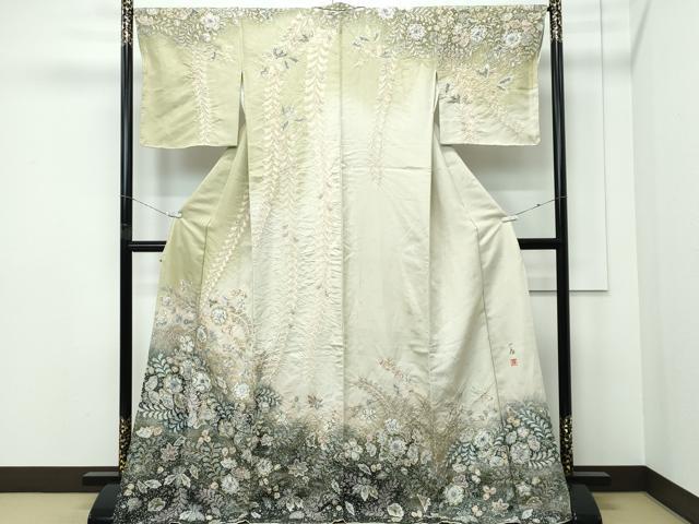 平和屋本店●極上 吉乃一廉 幻の辻が花 訪問着 辻が花 絞り 暈し染め 銀通し地 逸品 CZAA5320s6
